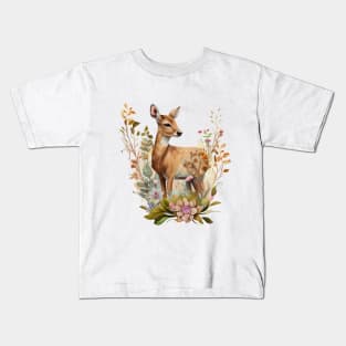 Deer Floral Kids T-Shirt